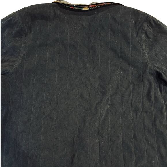 Vintage Koos Of Course! Black Feathers Reversible Vinyl & Polyester Jacket Large - Picture 8 of 16